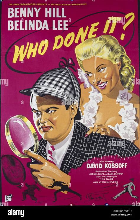 Who Done It 1956 Film Poster Benny Hill Belinda Lee Stock Photo