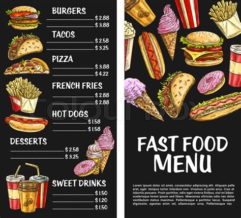 Fast food menu mockup pack (psd). Fast food menu template. Vector price ... | Stock vector ...