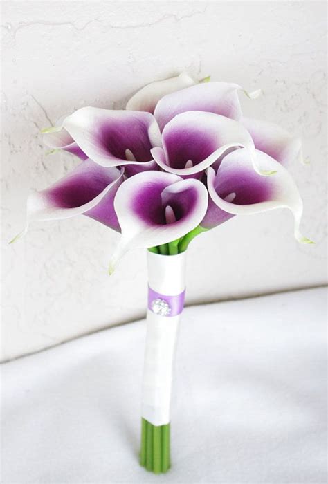 purple and white cala lily bouquet silk flower wedding bouquet flower bouquet wedding lily
