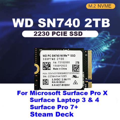 NEW WD PC SN740 2TB M 2 2230 NVMe PCIe Gen 4x4 SSD For Steam Deck