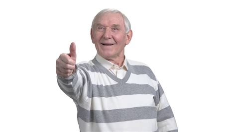 Old Man With Two Thumbs Up Happy Senior Man Giving Two Thumbs Up Isolated On White Background