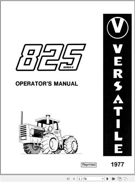 New Holland Versatile 825 Tractor Operators Manual42082510