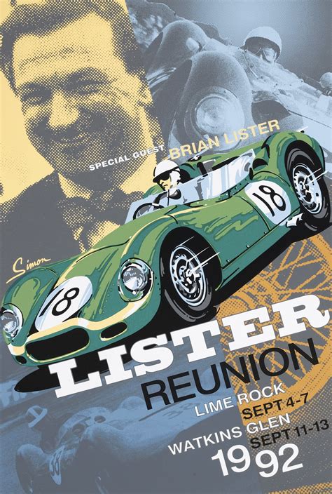 Lister Vintage Style Racing Poster By © Dennis Simon This Poster Is