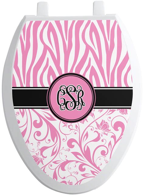 Zebra And Floral Toilet Seat Decal Round Personalized Youcustomizeit