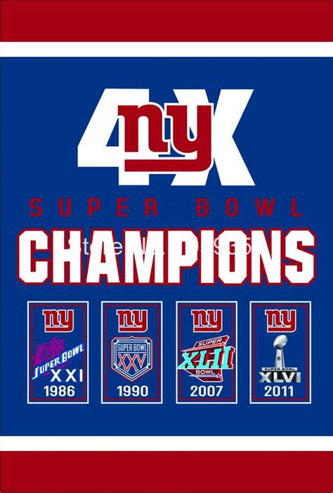 New York Giants Super Bowl Champions 4x Flag 3ft X 5ft Polyester Nfl
