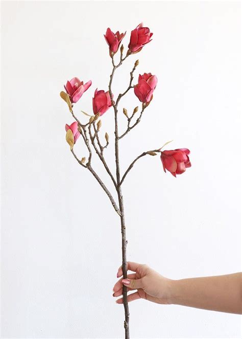 Add stems to foliage from your garden in a lovely glass vase of water….no one will know they are not real flowers! Pink Burgundy Fake Magnolia Branch - 36" in 2020 ...