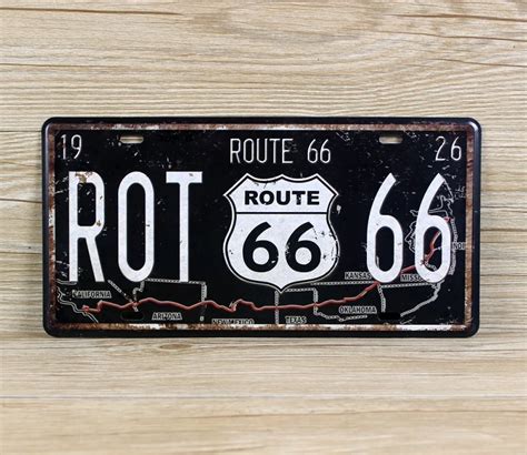New Arrival Vintage Metal Tin Signs License Plates Route 66 Wall