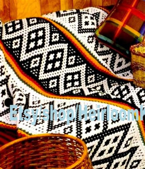 Southwest Afghan Blanket Vintage Crochet Pattern Native
