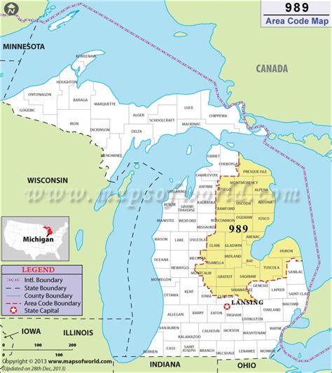 989 Area Code Map Where Is 989 Area Code In Michigan