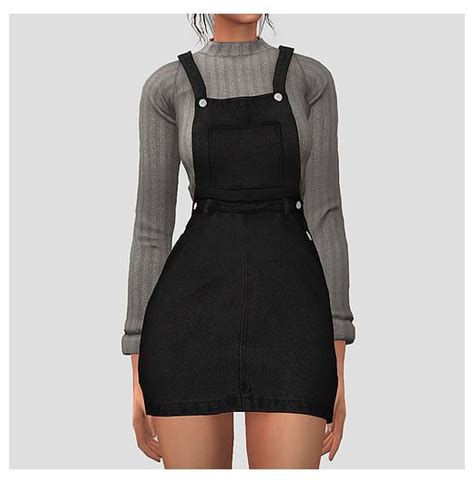 Sweater Overall Dress Snailrow Sims 4 Overall Dress Sweater