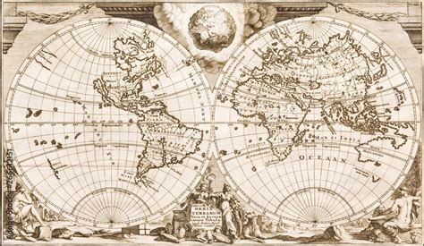 Antique World Map Of The 18th Century Old Paper Stock Photo Adobe Stock