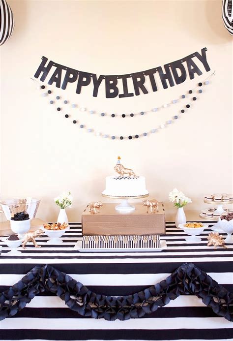 Birthday Decoration Ideas Black And Gold Unique Party Black White Gold