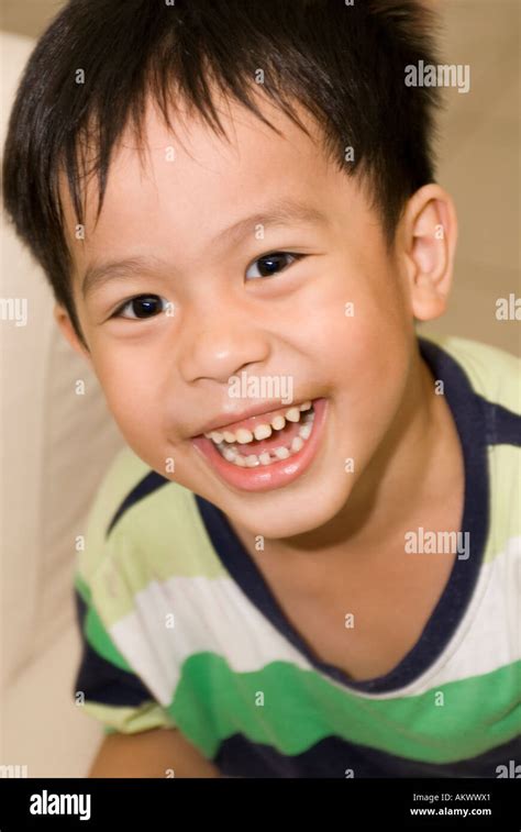 Portrait Of A Young Asian Chinese 4 Year Old Boy Taiwan China Stock