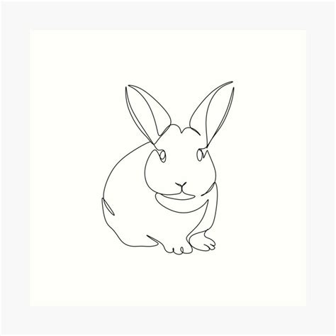 Rabbit One Line Drawing Bunny Line Art By Onelineprint Redbubble