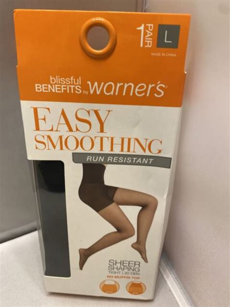 blissful benefits by warner s easy smoothing pantyhose no muffin top black large for sale online