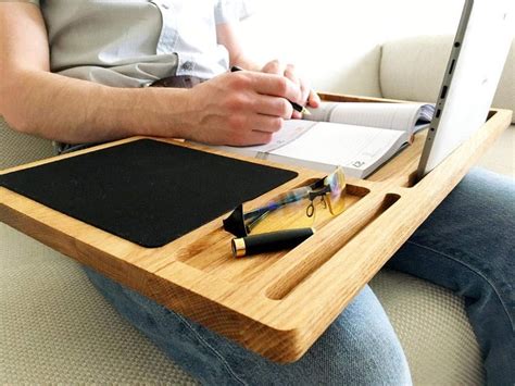 Portable Laptop Desk Wood Lap Tray With Tablet And Phone Slots Etsy