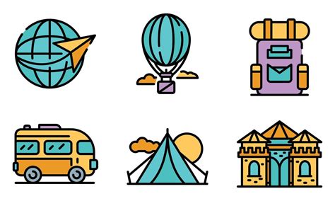 Excursion Icons Vector Flat 8893529 Vector Art At Vecteezy