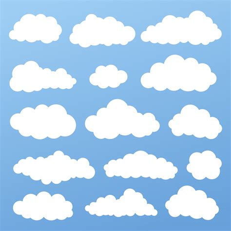 Cloud Vector Icon Set White Color On Blue Background 570329 Vector Art