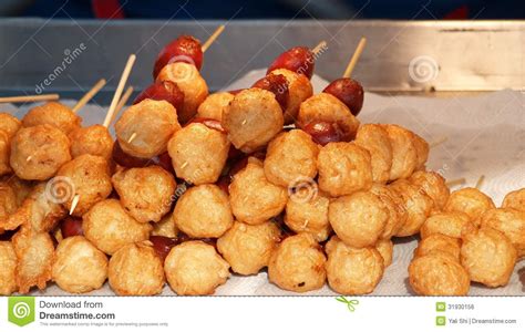 Fried Chinese Fish Balls Stock Photo Image Of Food Shiny