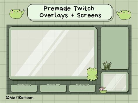 Twitch Overlays With Screens Frog Froggy Cute Kawaii Etsy