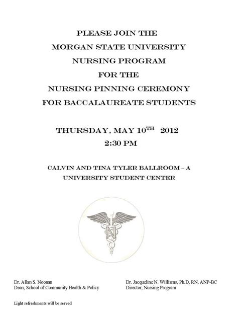 Pinning Ceremony For Baccalaureate Nursing Students Morgan State