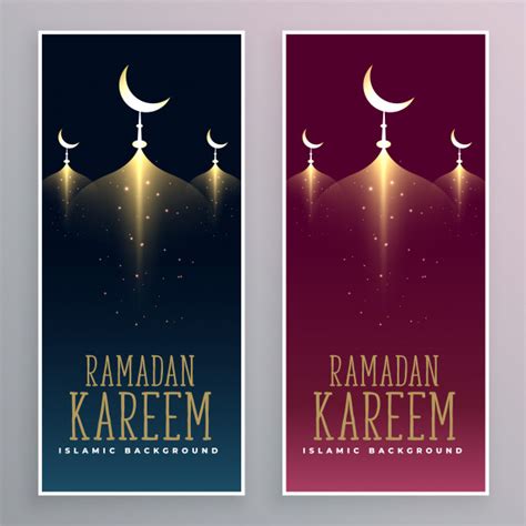 Free Vector Vertical Ramadan Kareem Banners In Two Colors