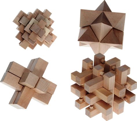 Wooden Brain Benders 4 Puzzles Decotoys