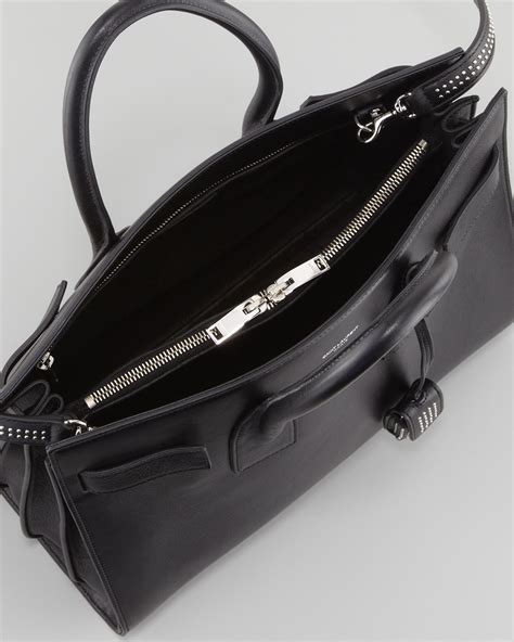 Saint Laurent Sac Du Jour Small Studded Carryall Bag Black In Black Lyst