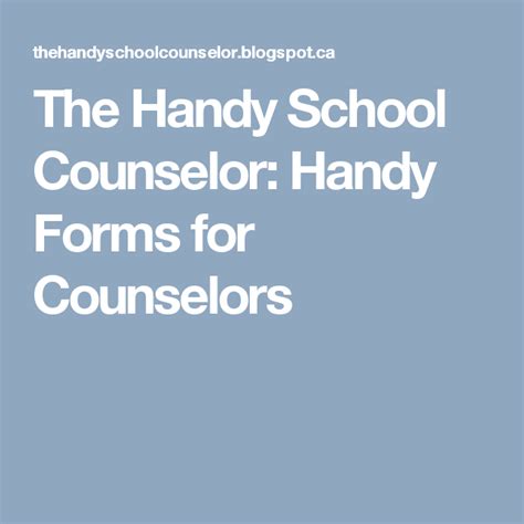 The Handy School Counselor Handy Forms For Counselors Middle School