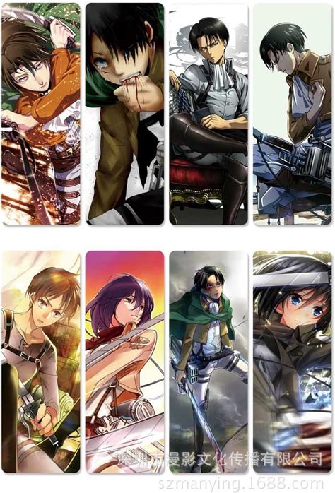 Anime 8pcsset Pvc Bookmarks Of Attack On Titan Book Mark