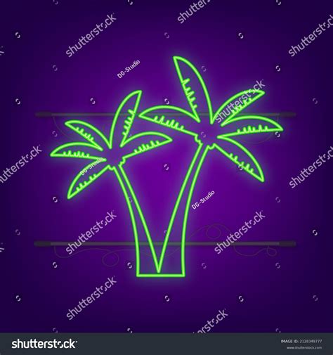 Palm Trees Neon Style On White Stock Vector Royalty Free 2128349777