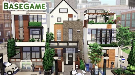 Base Game Townhouses The Sims 4 Speed Build No Cc Youtube