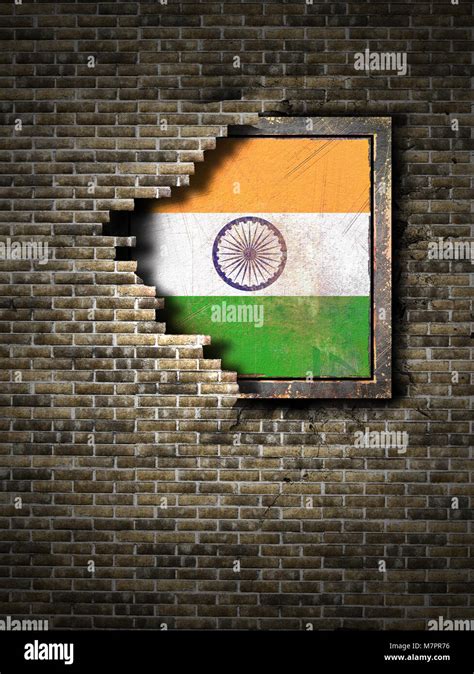 3d Rendering Of An India Flag Over A Rusty Metallic Plate Embedded On