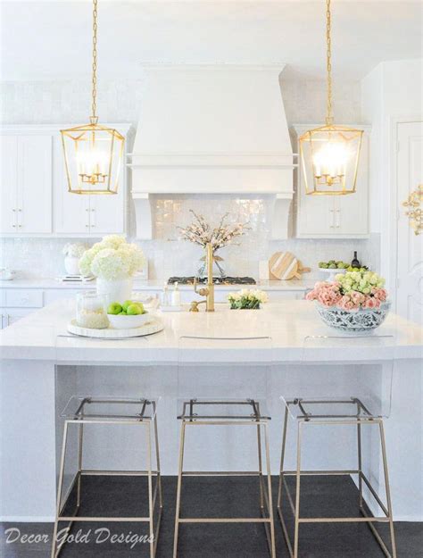 Beautiful White Kitchen With Gold Accents Bright And Open With Pretty