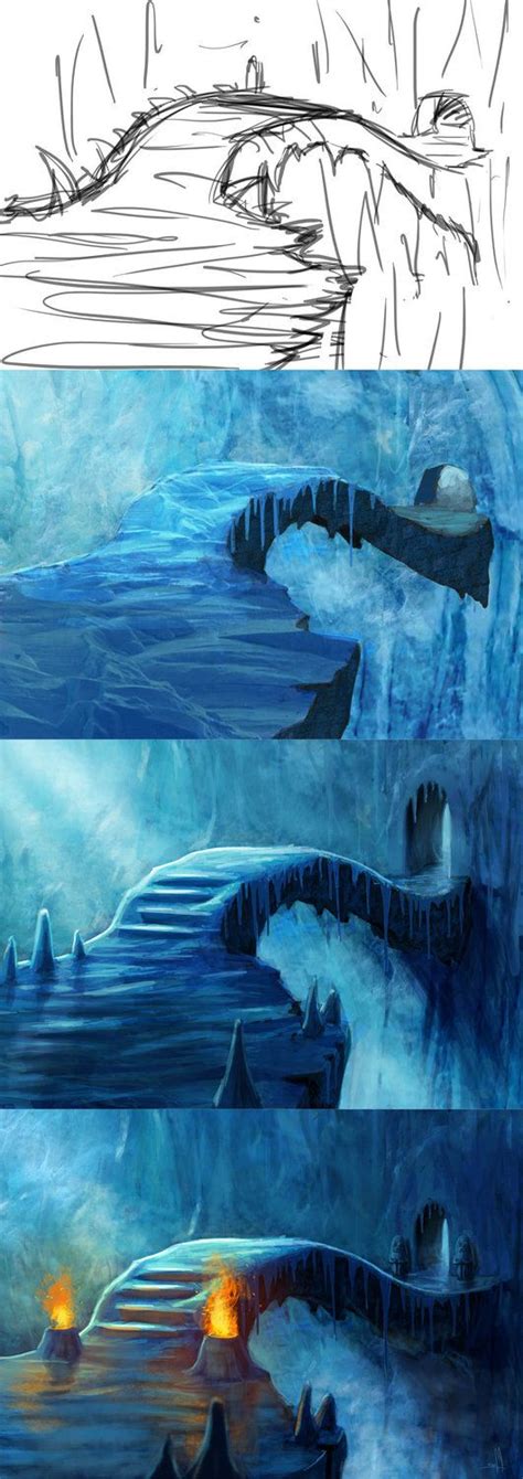 Ice Cave Step By Step By Patxitoillustrator Digital Painting