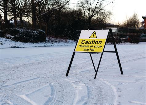 Caution Beware Of Snow And Ice Stanchion Sign Seton