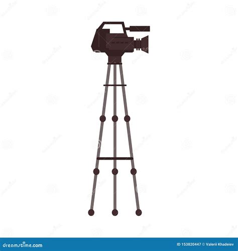 Video Camera Movie Camera On Tripod Icon Vector Illustration In Flat Cartoon Style Stock Vector