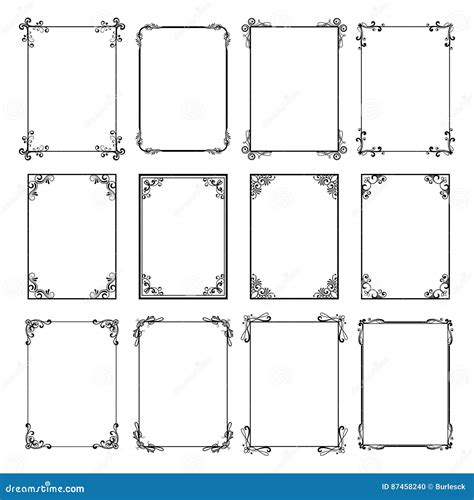 Decorative Vintage Frames Vector Black Borders Isolated On White