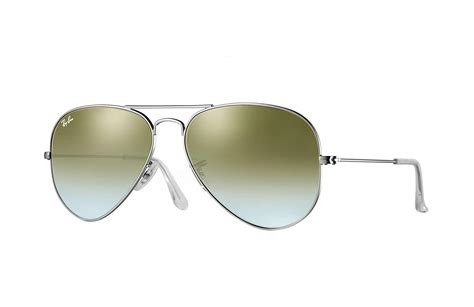 Ray Ban Aviator Flash Lenses Gradient In Silver Green Green Lyst