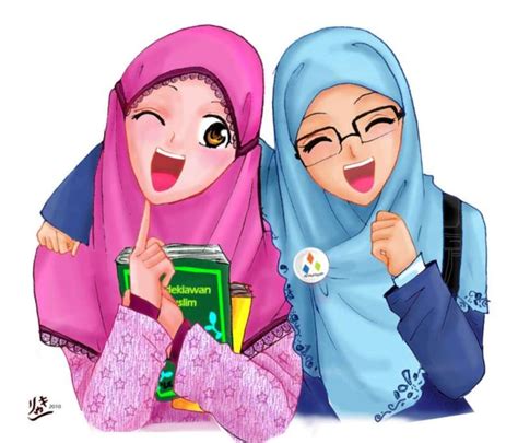 Cantik Wallpaper Gambar Kartun Muslimah Sahabat Berdua 75 Gambar Kartun Muslimah Cantik Dan