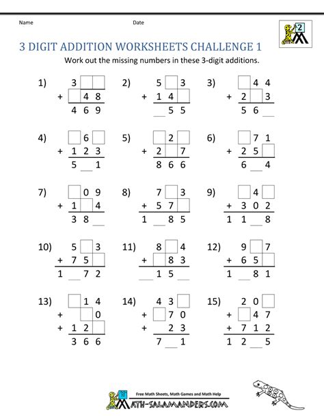 Adding More Than 3 Numbers Worksheets