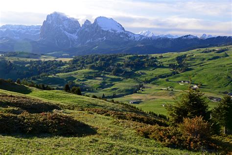 Alpine Pasture With Mountian Range Alto Adige South Tyrol