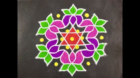 Rangoli Design With Colours For Festivals And Competitions And Dots