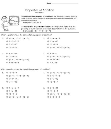 Property Of Addition Worksheets 3rd Grade Properties Of Addition