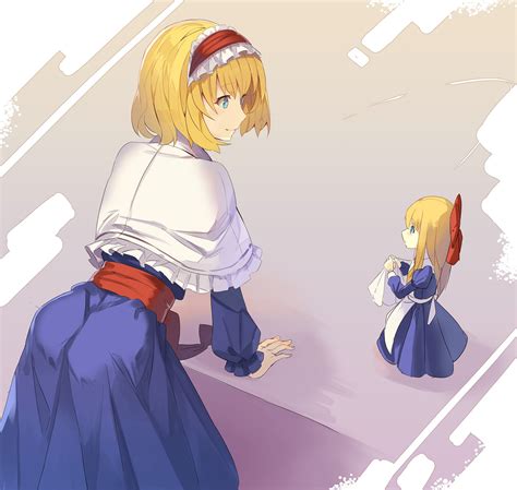 Safebooru 2girls Alice Margatroid Apron Ass Bangs Blonde Hair Blue Dress Blue Eyes Bow Capelet