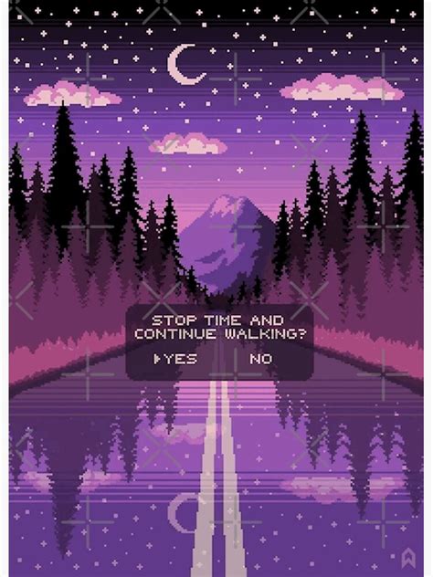Aesthetic Purple Retro Pixel Art Poster By Volkaneeka Redbubble