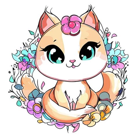 Premium Vector Whiskers And Floral Serenade Cute Cat Flower
