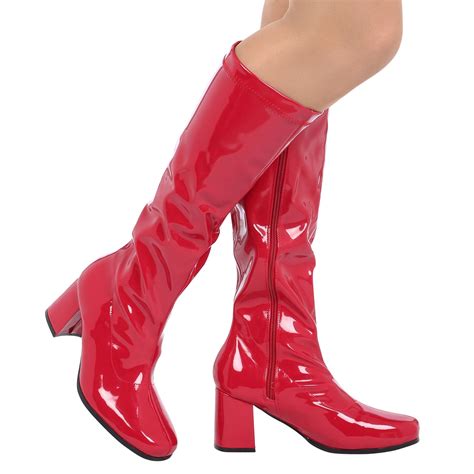 Womens Boots Ladies Knee High Calf Fancy Dress Gogo 60s 70s Party Retro Size New Ebay