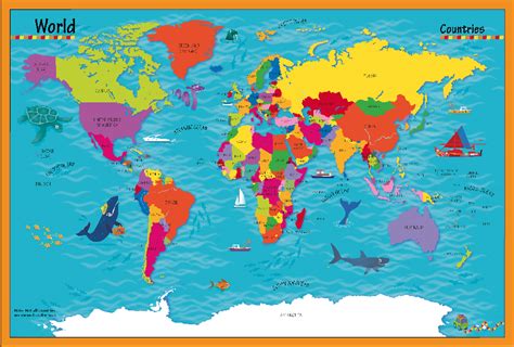 Childrens Picture World Countries Map Large Cosmographics Ltd