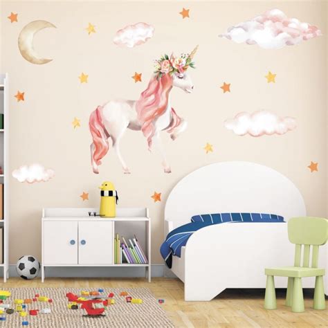 Colorful Cartoon Unicorn Star Wall Stickers For Kids Rooms Girls Rooms